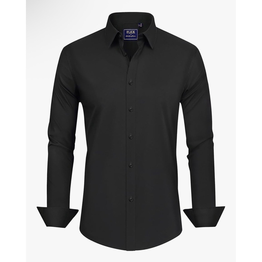 J.VER Mens Stretch Stain Shield Dress Shirt Medium Solid Long Sleeve Button Down